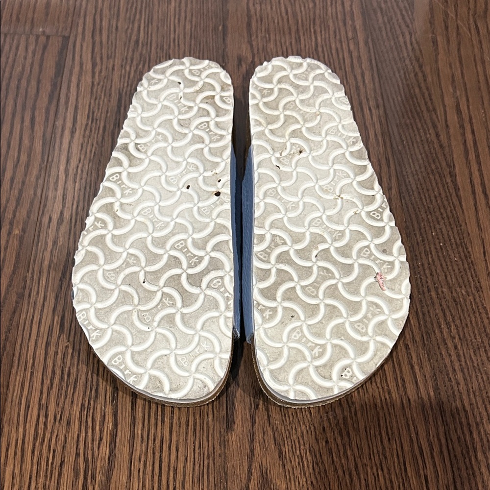 Birkenstock Light Blue Leather Double-Buckle Slide Sandals sz 9 - Picture 5 of 5